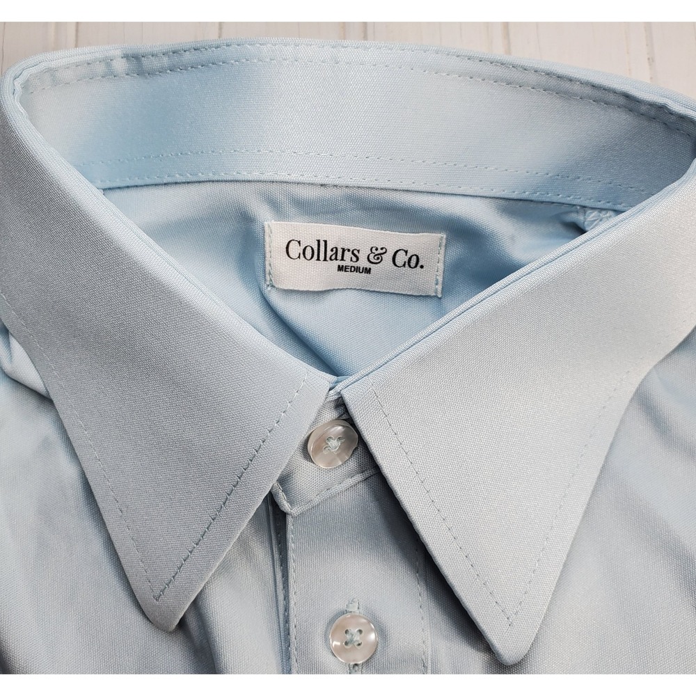 Collars & Co Light Blue Dress Collar Shirt Medium NWOT Short Sleeve Polo Easter